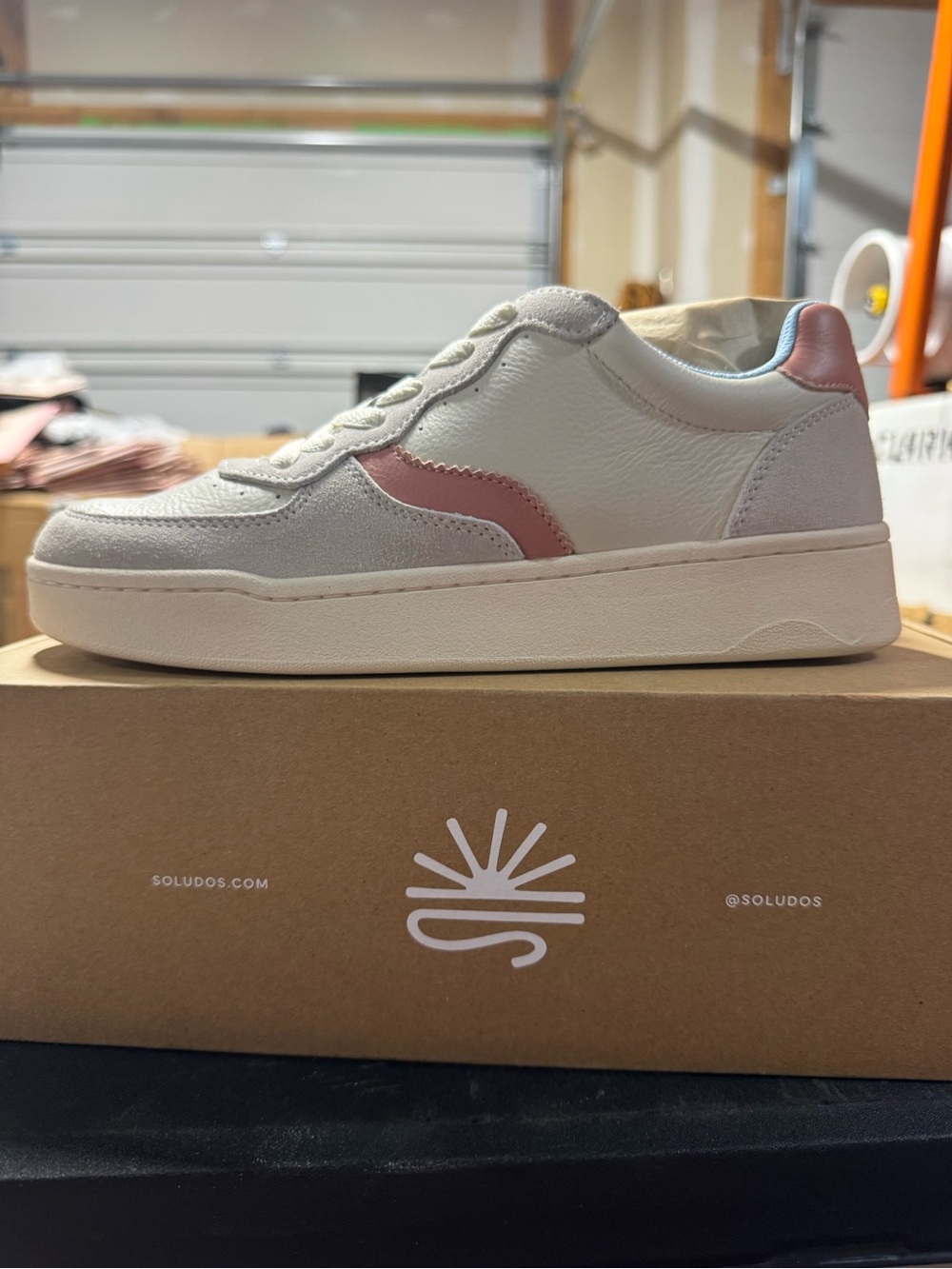 Soludos Roma Sneaker White / Pink / Light Blue Size 8 New - Picture 4 of 7